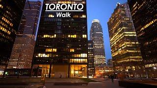 Walk in Toronto to the Financial District from the CN Tower at Dusk // 4K HDR