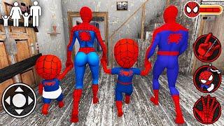 Playing as SpiderMan Family in Granny House