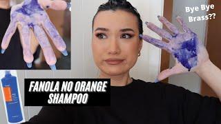 FANOLA NO ORANGE SHAMPOO *blue shampoo* on Brown/Brunette Hair | tone your brassy hair at home! 