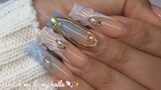 Beach Inspired Nails ~ Seashell & Water Nail Art | Acrylic Nails Tutorial