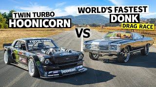 World’s Fastest Donk (1,500hp) vs Ken Block’s 1,400hp AWD Ford Mustang