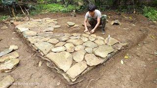 Diary 250 Day of Bushwalking, Build off grid cabin,Flooring with natural stone,Caring for hired cows