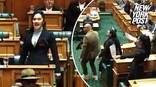 New Zealand MP interrupts vote on Maori treaty bill by performing Haka