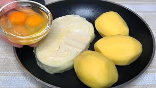 Just mix eggs, cabbage and potatoes, it's that delicious / Simple recipe!