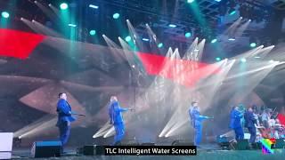 Dancers interact with water - TLC Intelligent Water Screens feature designs in the water