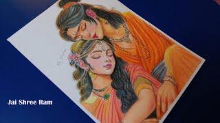 Pecil Colour Sketch of Parbhu Shree Ram and Maa Sita, Tutorial Video