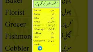 Profession Vocabulary in English with Urdu Translation | Common Jobs Names | Smart Study Zone (1/3)