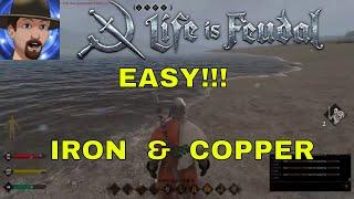 WHERE TO FIND IRON AND COPPER SUPER EASY!- SOLO LIFE IS FEUDAL MMO #13