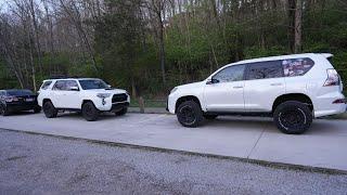 TRD Pro Toyota 4runner VS Built Lexus GX460 Visual Comparison  and RSG Rock Sliders Added!