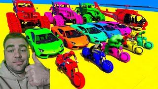 GTA 5 Incredible Race! Epic Stunt Map Challenge With Super Cars, Motorcycle With Trevor!