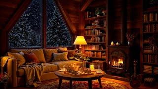 Cozy Reading Nook Ambience with Relaxing Jazz and Fireplace Sounds to Unwind on Winter Nights