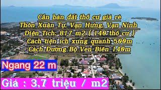 Cần bán đất thổ cư giá rẻ . Xuân tự , vạn Hưng , Vạn Ninh . Cách Đường bộ Ven biển 140 m .