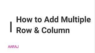 How to Add Multiple Row and Column without Copy Past in Excel | Insert multiple Row and Column