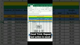 Excel Trick: Repeat last action in excel.