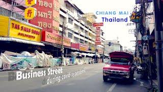 CHIANG MAI, Thailand. Walking Tour from Three Kings Monument to Warorot Market . Mid May 2021.