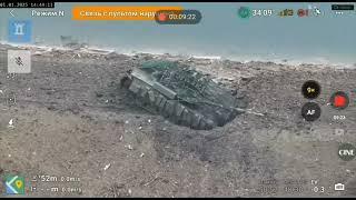 Novojelyzavetivka - 30.12.2024. A Russian T-80BVM Tank Falls Into A Crater Left By An Air Bomb.