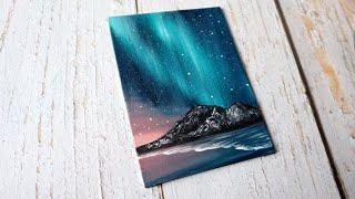 Aurora borealis / northern lights acrylic painting for beginners ️