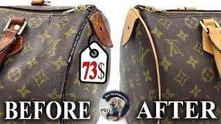 Repair of Louis Vuitton Speedy 30 leather and canvas bag ASMR