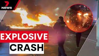 Medevac plane with six on board crashes in Philadelphia, US | 7NEWS