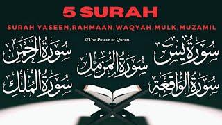 Quick Recitation(In just 20 mins)Surah Ar Rahmaan,Surah Yaseen,Surah Waqiah,Surah Mulk&Surah Muzamil