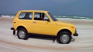 I took the Lada up the beach