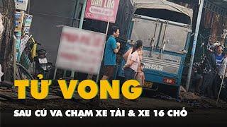 Camera cú va chạm giữa xe tải và xe 16 chỗ làm 2 công nhân tử vong