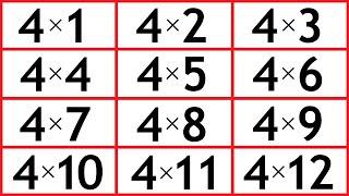 4 x Times Multiplication Table for Kids - Fun & Simple Math Equations for Elementary School Children