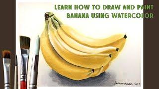 Learn how to draw and paint banana using watercolor, how to draw fruits for beginner, Art by Farrukh
