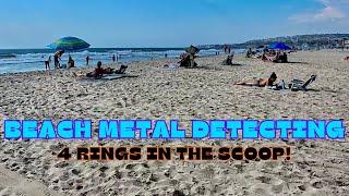 Beach Metal Detecting | 4 Rings In The Scoop !