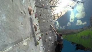 Final attempts on bouldering route