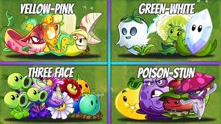 4 Team YELLOW+PINK | WHITE+GREEN | THREE FACE | POISON+STUN Plants - PvZ 2 Team Battlez