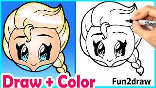 How to Draw Elsa Emoji Cute + Easy | Fun2draw Online Drawing Tutorials