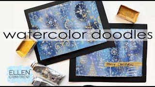 Watercolor Winter Doodle Cards