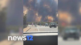 Brush fires send plumes of smoke above the East End, closes Sunrise Highway  | News 12