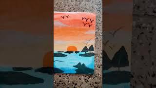 Sun set Drawing with water colour#aditya art and craft#2023 shorts #