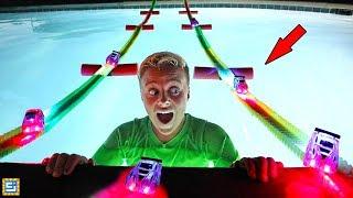 Giant Magic Tracks MINI Electric Car Bridge at Night!!