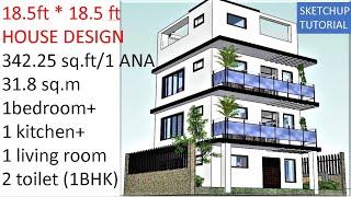 SKETCHUP TUTORIAL || TINY HOUSE DESIGN (18.5' * 18.5' )