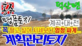 덕산면 토지 매매, 전원주택지, 카페, 펜션 가능한 곳, 가야산, 원효봉, 덕숭산 명산이 감싸고 있는 아늑한 곳,  계곡 하천 약 400여 평 무상으로 씀, #예산부동산