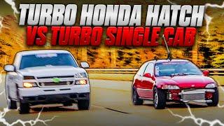 Turbo 4x4 Silverado Vs Turbo K20 Honda Civic 