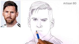 Pencil Sketch of Lionel Messi | Easy Pencil Sketch Step by Step Tutorial, Messi from PSG