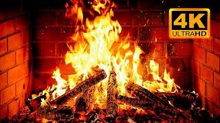  Cozy Fireplace 4K (12 HOURS). Fireplace with Crackling Fire Sounds. Fireplace Ambience