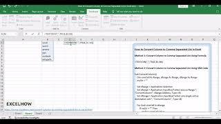 How to Convert Column to Comma Separated List in Excel