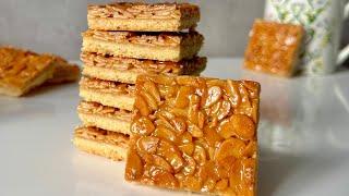 I never get tired of making these delicious cookies! Caramelized almond squares!