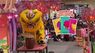 Chinese New Year Lion Dance in Central Atrium of Queensbay Mall Penang