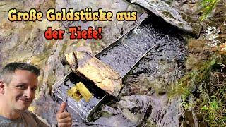 Große Goldstücke aus der Tiefe!Goldwaschen in Deutschland.