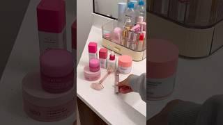 PINK SKINCARE ROUTINE 🩷 #aesthetic #skincare #asmr #asmrsounds #preppy