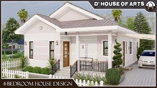 4 BEDROOM | 96 SQM.(8m. x 12m.) | 1,033 SQFT. | Modern Bungalow House Design With Floor Plan | Nooks