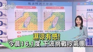 濕涼有感! 今晨16.1度 下波挑戰冷氣團｜氣象主播 張蕙纖｜早安氣象｜TVBS新聞 20241119 @TVBSNEWS01