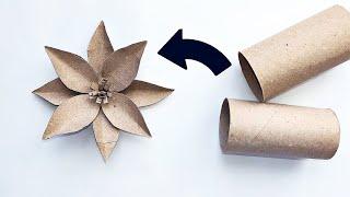 Recycling Craft Idea ️ DIY Tutorial - How to Make Flower of Cardboard Tube Rolls / Easy Decoration