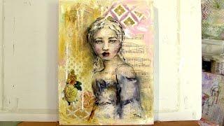 portrait of a girl mixed media and oil sticks